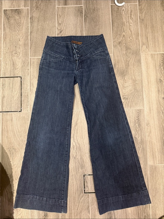 Fidelity Denim Denim - Fidelity Denim Wide-Leg Dark Blue High-Rise Jeans